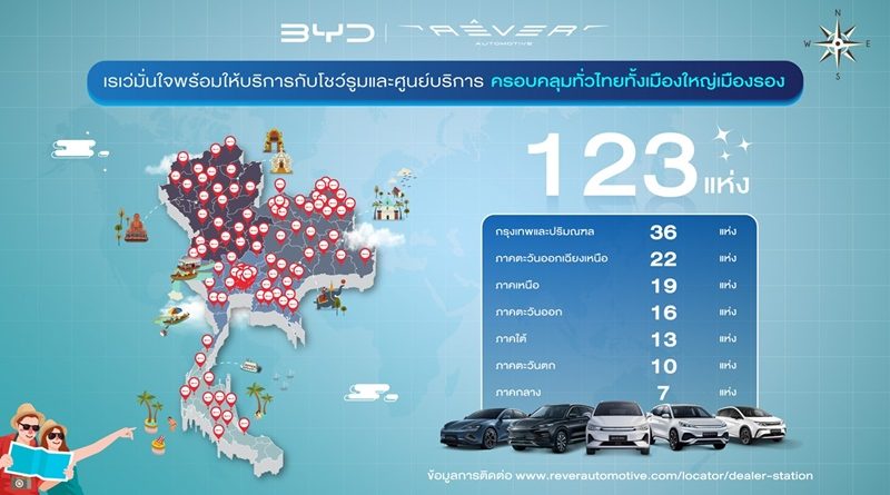 เดินทางอุ่นใจทั่วไทยไปกับ BYD ด้วยโชว์รูมและศูนย์บริการ 123 สาขา 